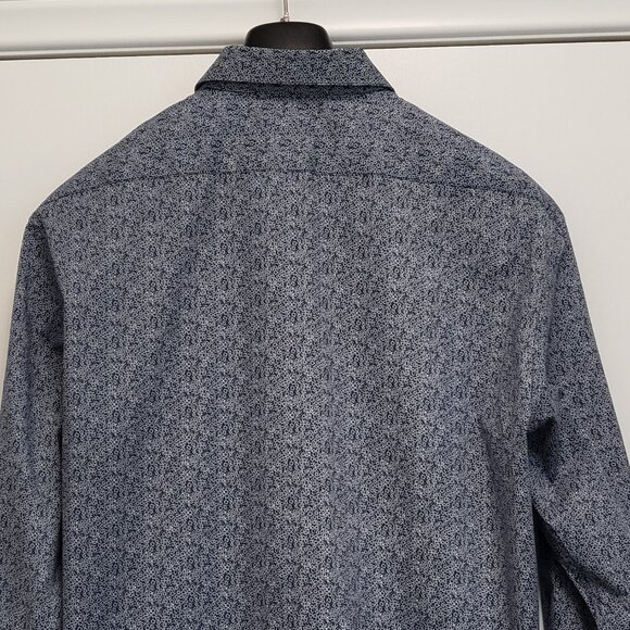 Adrienne Vittadini Mens Dress Shirt L 16.5 32/33 Slim Fit Geometric Button Up - Picture 11 of 16